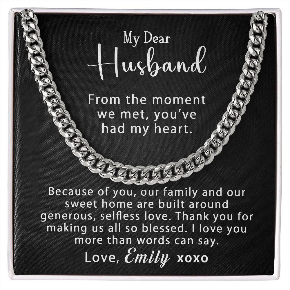 Personalized To My Husband Cuban Link Chain 5mm Necklace - Generous, selfless love #e205 - Image 2