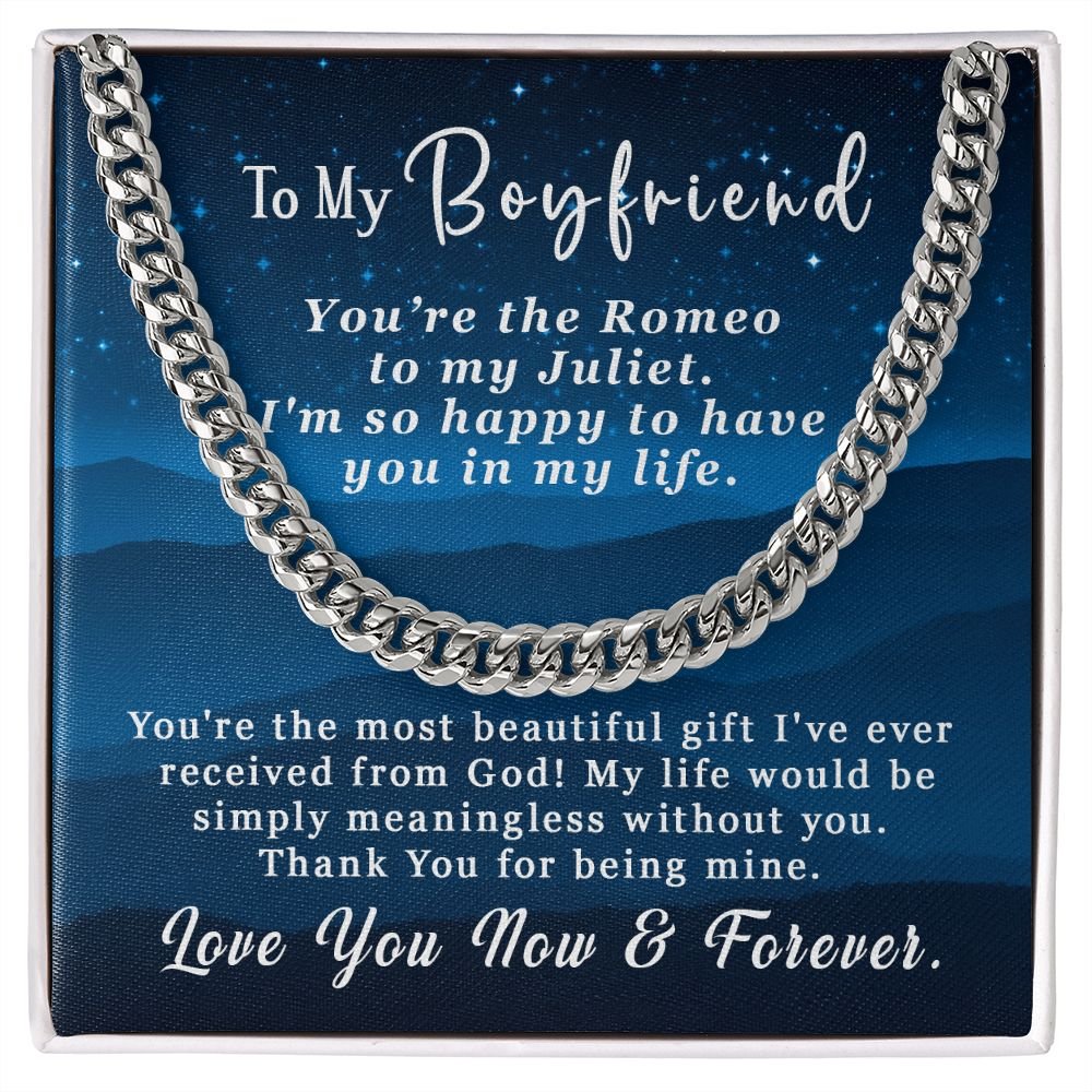 Valentine's Day Gift For Him - To My Boyfriend Cuban Link Chain Necklace 5mm - You're the Romeo to my Juliet #e226 - Image 5