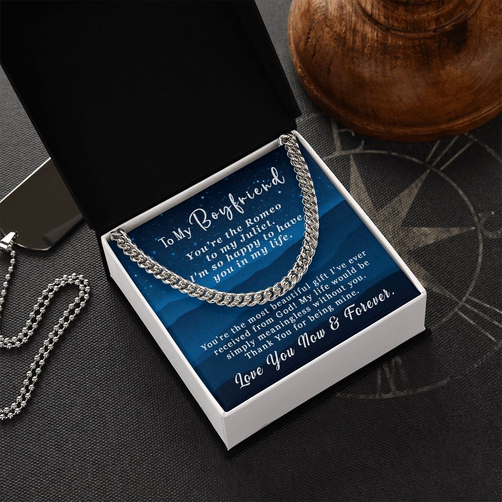 Valentine's Day Gift For Him - To My Boyfriend Cuban Link Chain Necklace 5mm - You're the Romeo to my Juliet #e226 - Image 6