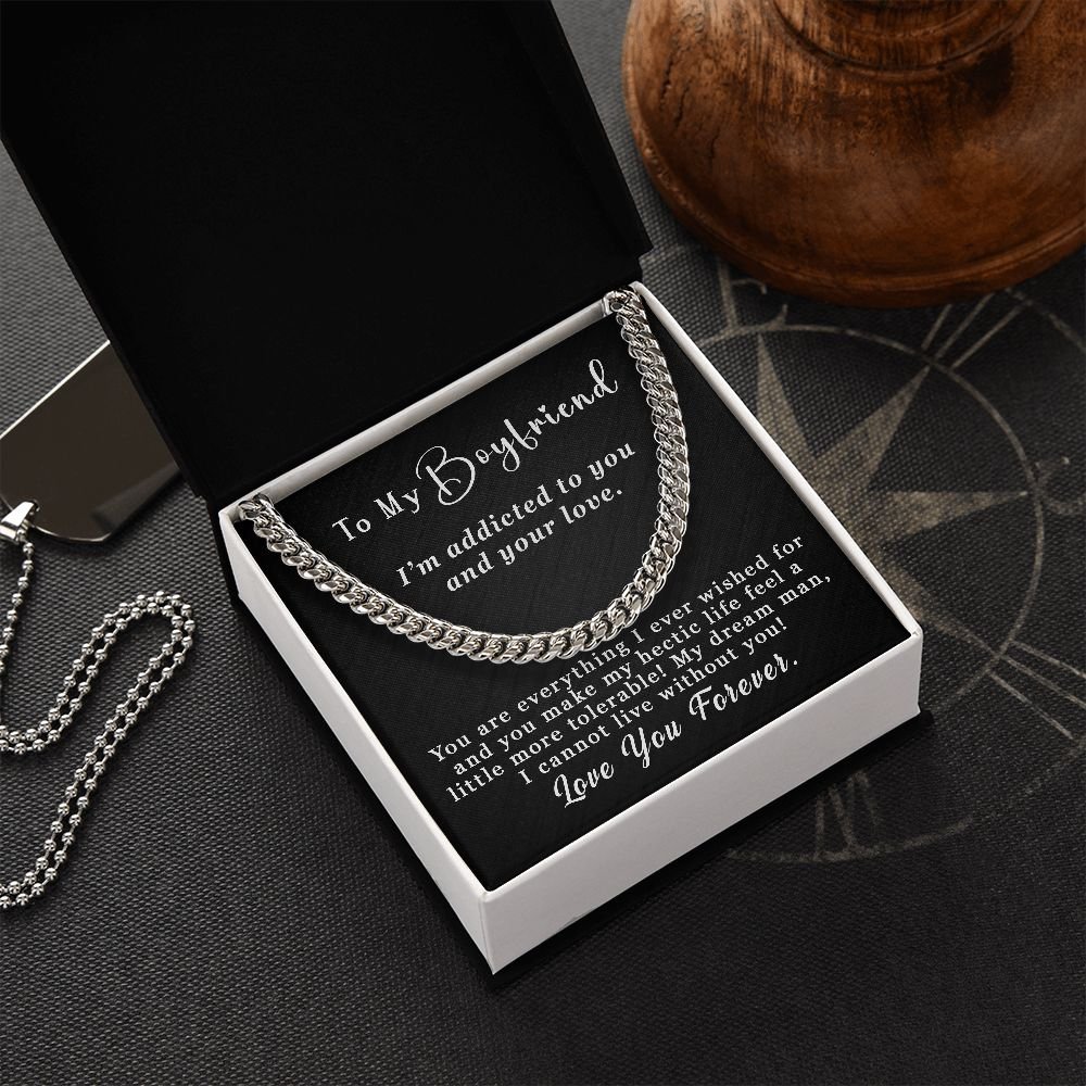 To My Boyfriend Gift, Cuban Chain Necklace 5mm With Message Card Necklace Gift For Him - I'm Addicted to you #e53 - Image 9