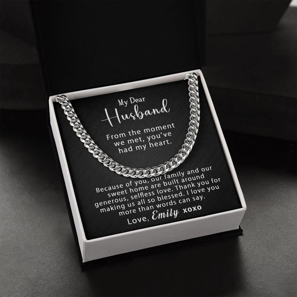 Personalized To My Husband Cuban Link Chain 5mm Necklace - Generous, selfless love #e205 - Image 3