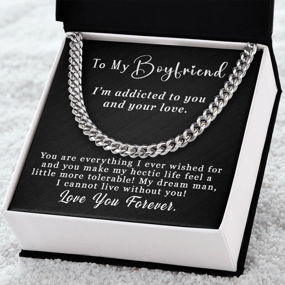 To My Boyfriend Gift, Cuban Chain Necklace 5mm With Message Card Necklace Gift For Him - I'm Addicted to you #e53 - Image 6