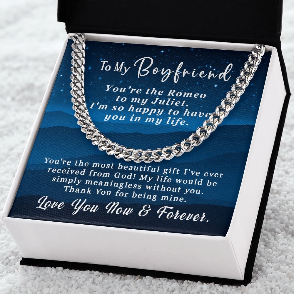 Valentine's Day Gift For Him - To My Boyfriend Cuban Link Chain Necklace 5mm - You're the Romeo to my Juliet #e226 - Image 7