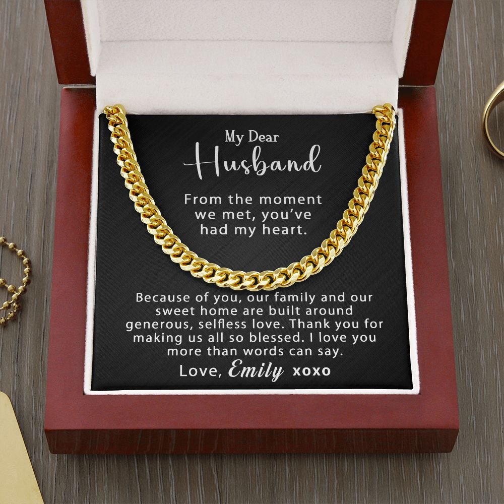 Personalized To My Husband Cuban Link Chain 5mm Necklace - Generous, selfless love #e205