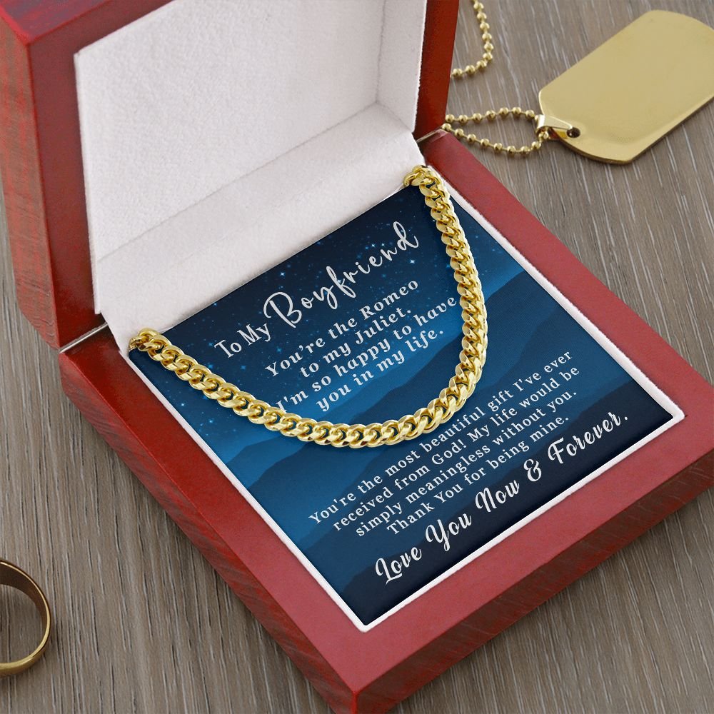Valentine's Day Gift For Him - To My Boyfriend Cuban Link Chain Necklace 5mm - You're the Romeo to my Juliet #e226 - Image 11