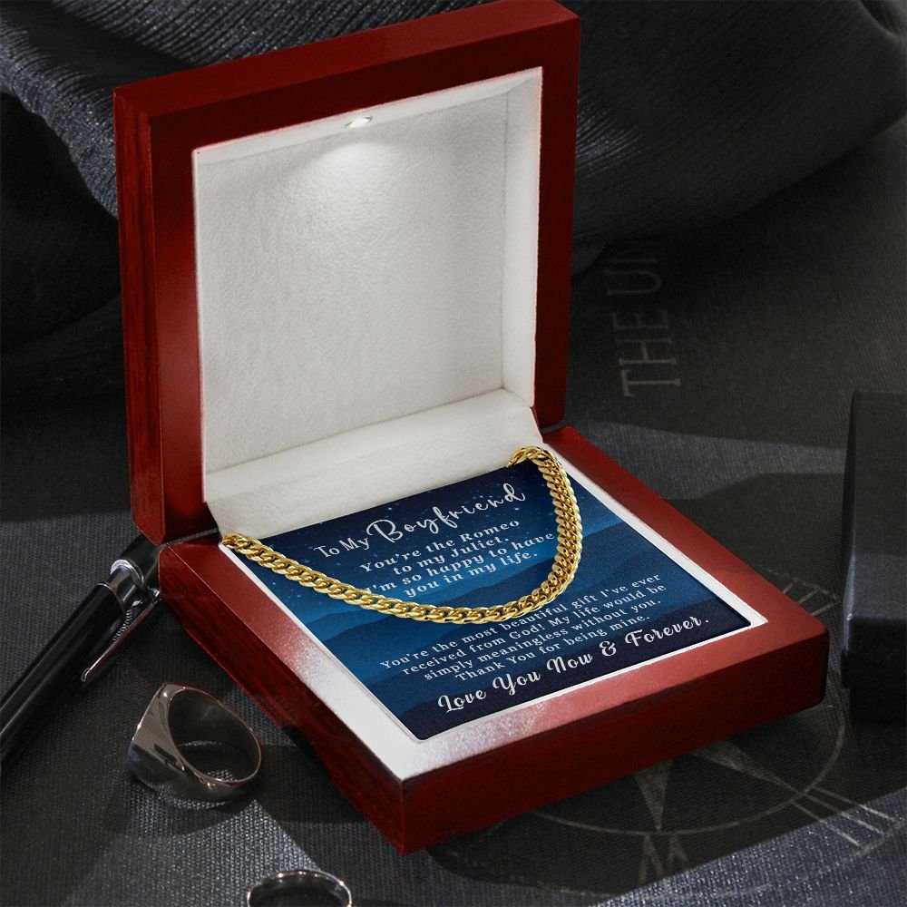 Valentine's Day Gift For Him - To My Boyfriend Cuban Link Chain Necklace 5mm - You're the Romeo to my Juliet #e226 - Image 12