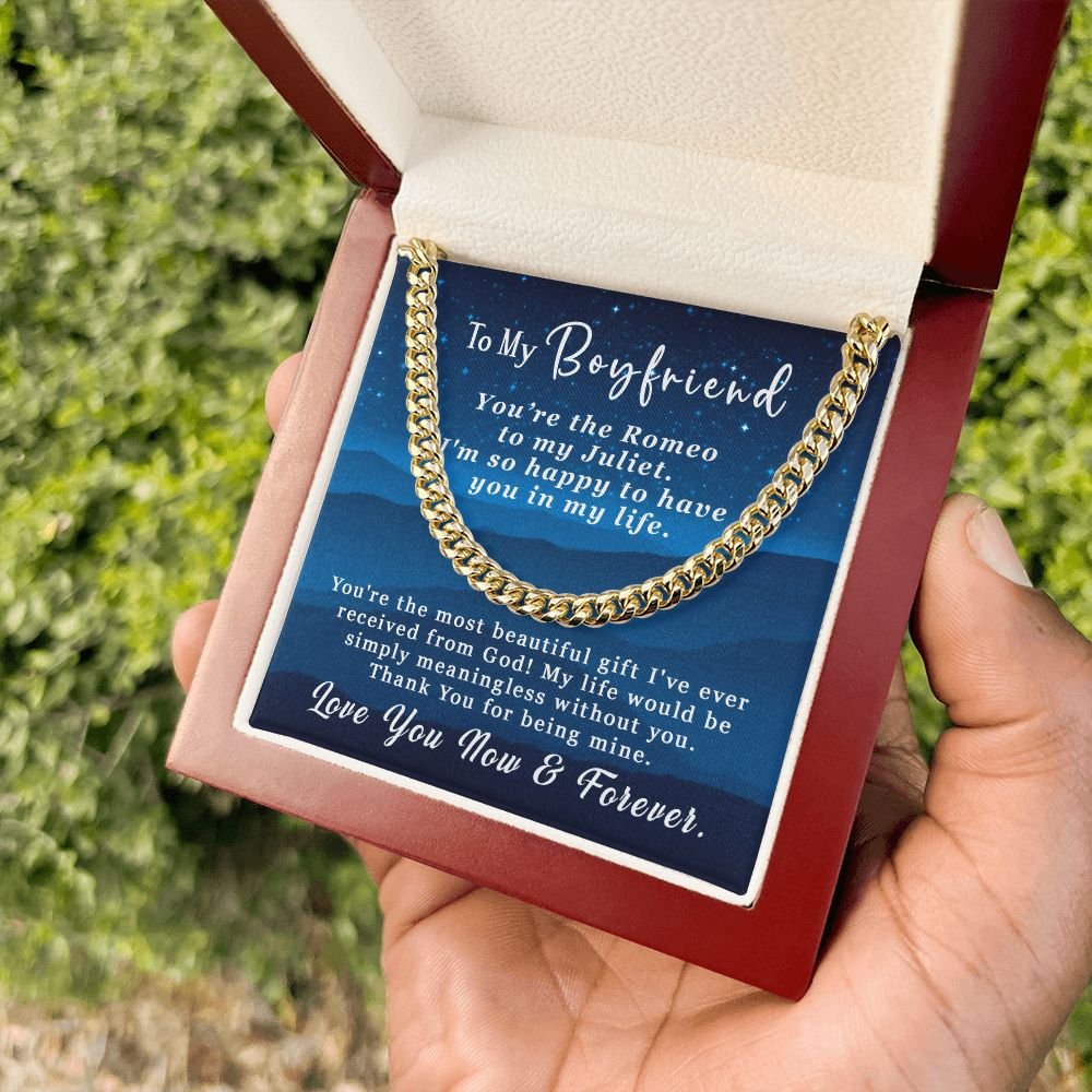 Valentine's Day Gift For Him - To My Boyfriend Cuban Link Chain Necklace 5mm - You're the Romeo to my Juliet #e226 - Image 14