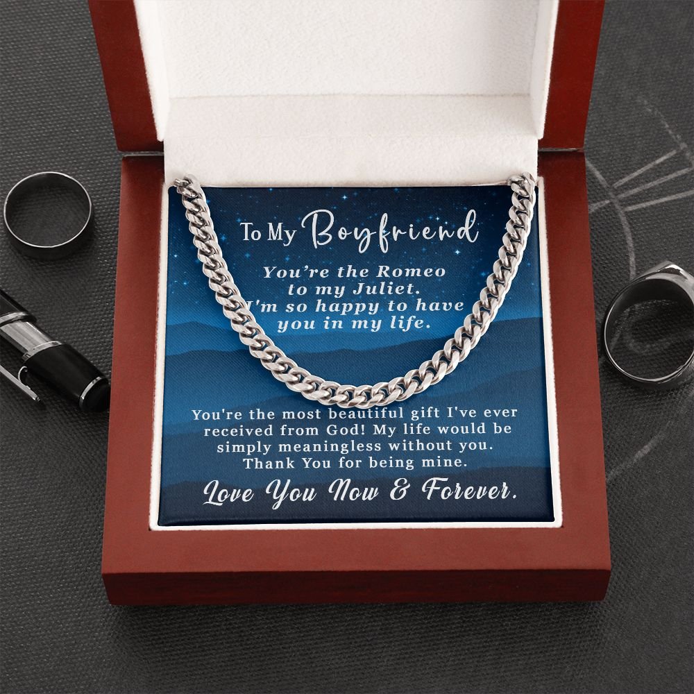 Valentine's Day Gift For Him - To My Boyfriend Cuban Link Chain Necklace 5mm - You're the Romeo to my Juliet #e226 - Image 10