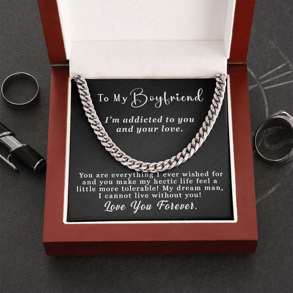To My Boyfriend Gift, Cuban Chain Necklace 5mm With Message Card Necklace Gift For Him - I'm Addicted to you #e53 - Image 11