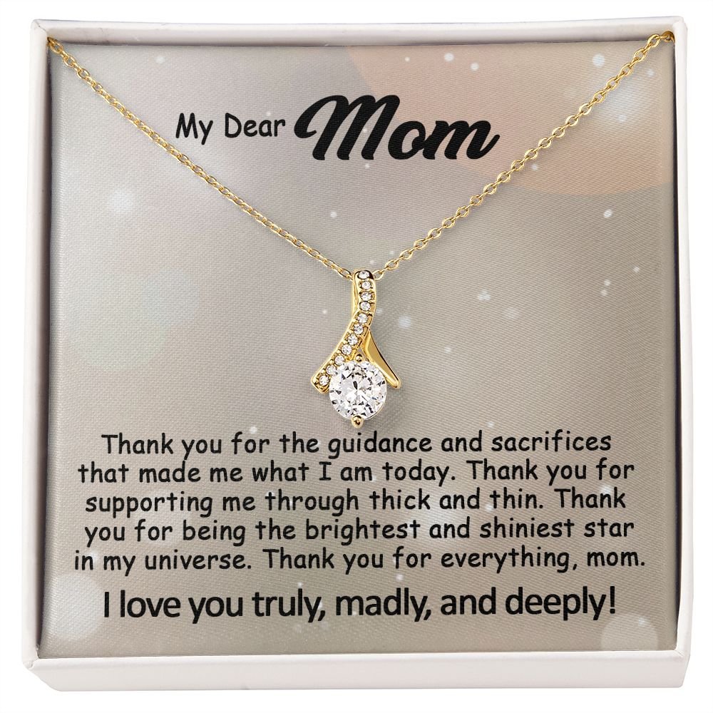 To My Mom Necklace, Mother's Day Birthday Gift Ideas From Daughter & Son, Poem Message Card Alluring Beauty Pendant Jewelry Presents For Her #e243b - Image 5