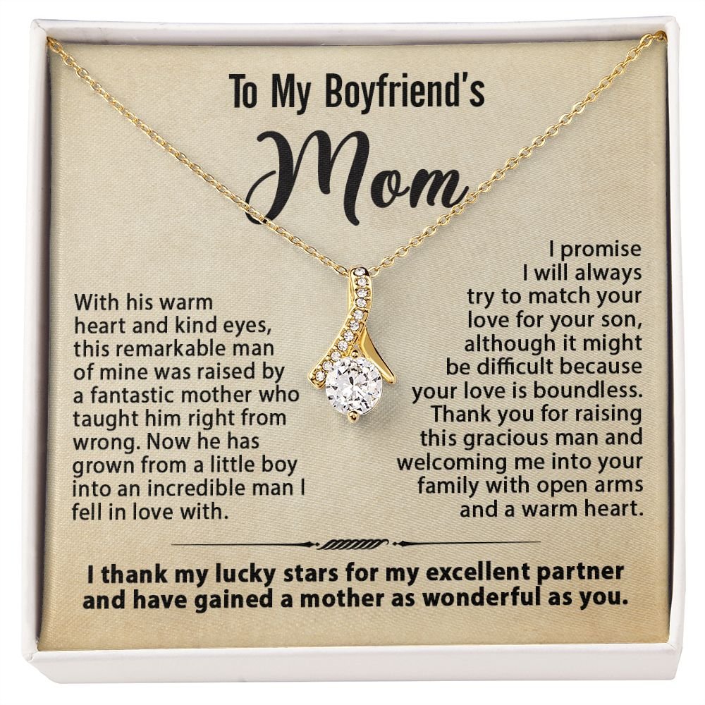 Gift For Boyfriend's Mom - To My Boyfriend's Mom Necklace, Mother's Day Birthday Ideas, Love Knot Jewelry Message Card For BF's Mother #e261 - Image 2
