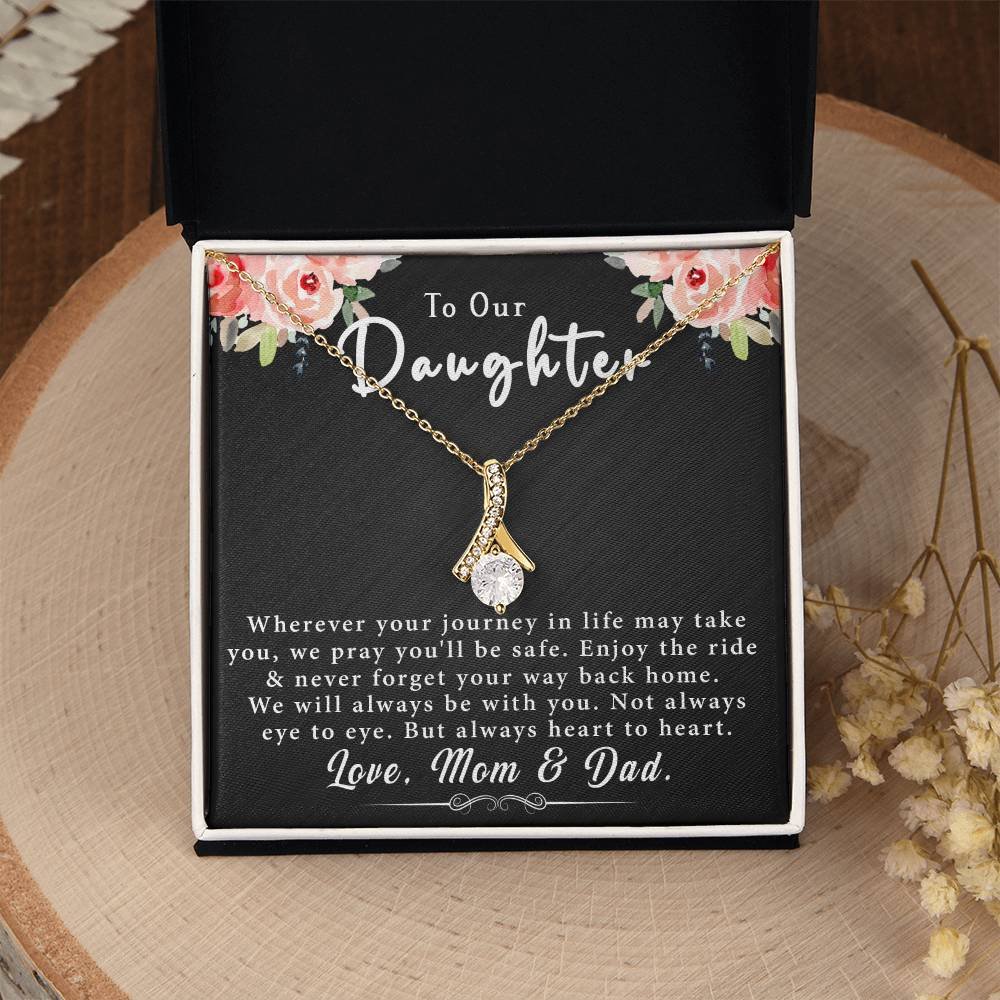 To Our Daughter, Love Mom & Dad – Alluring Beauty Necklace with a heartfelt message card is the best gift for your beloved daughter on her birthday, graduation, wedding, Christmas, and more.