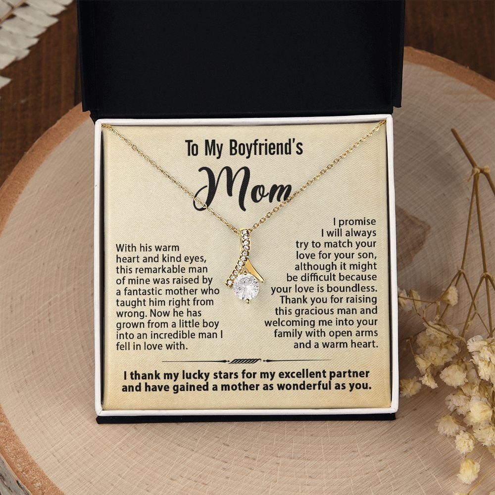 Gift For Boyfriend's Mom - To My Boyfriend's Mom Necklace, Mother's Day Birthday Ideas, Love Knot Jewelry Message Card For BF's Mother #e261 - Image 21