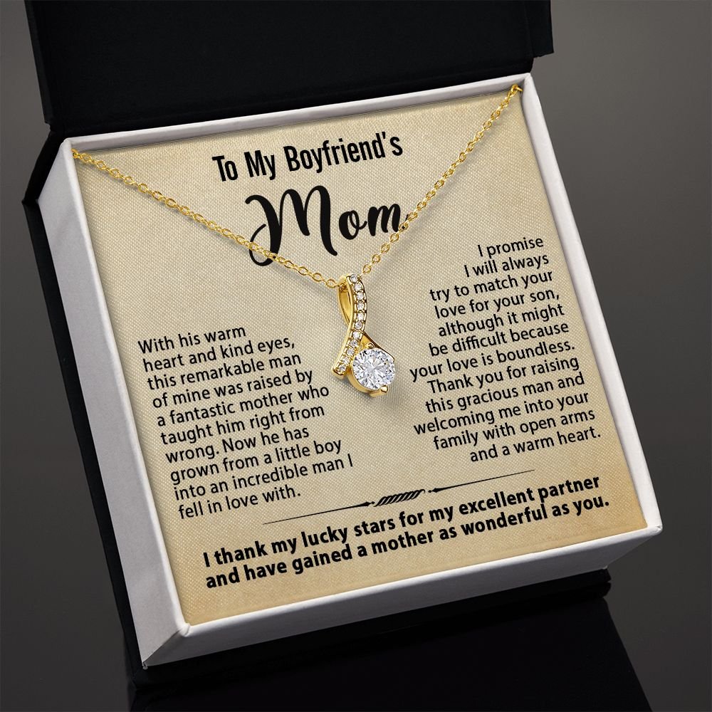 Gift For Boyfriend's Mom - To My Boyfriend's Mom Necklace, Mother's Day Birthday Ideas, Love Knot Jewelry Message Card For BF's Mother #e261 - Image 3