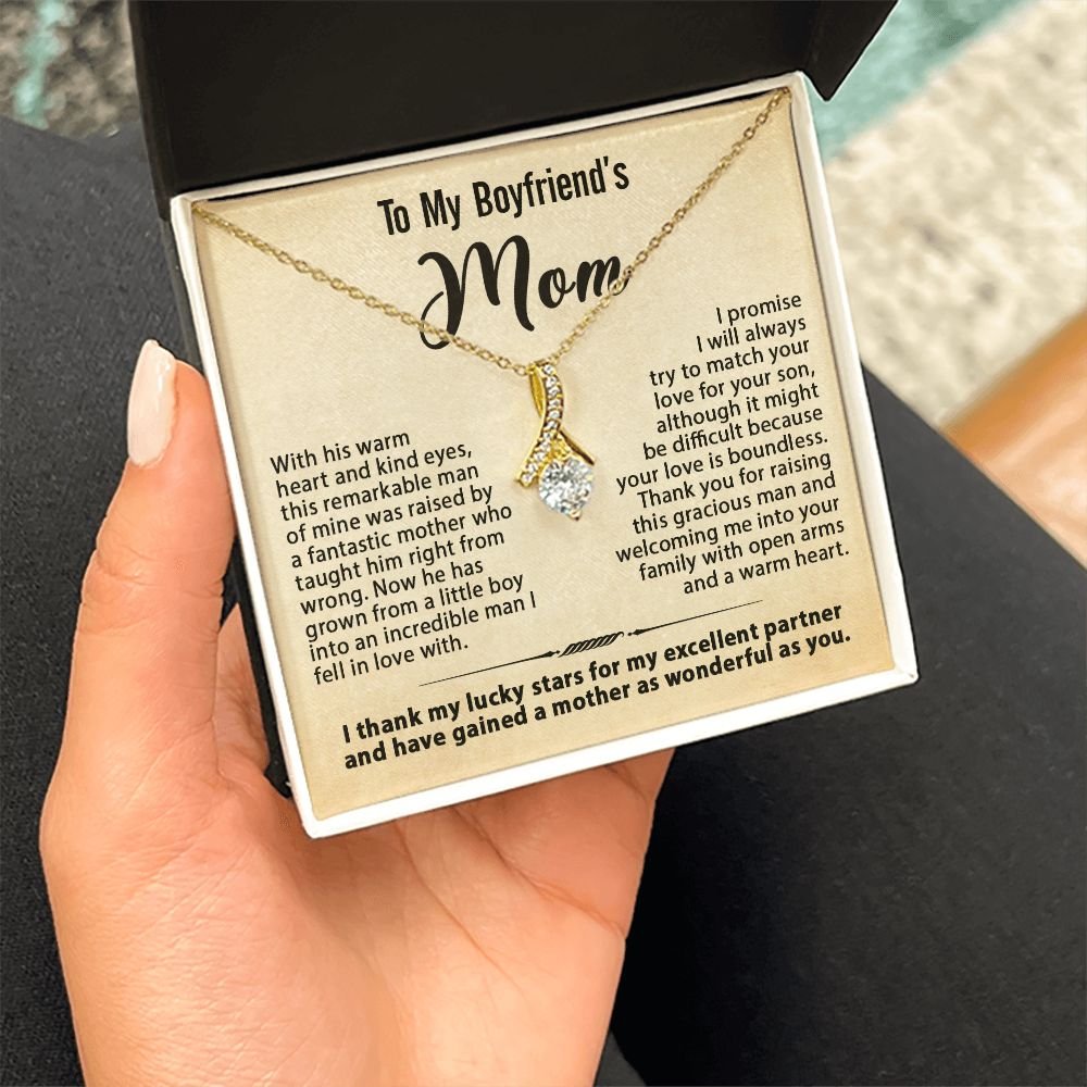 Gift For Boyfriend's Mom - To My Boyfriend's Mom Necklace, Mother's Day Birthday Ideas, Love Knot Jewelry Message Card For BF's Mother #e261 - Image 14