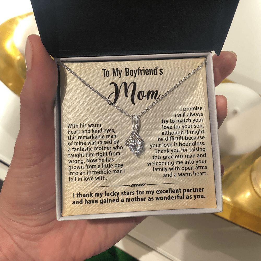 Gift For Boyfriend's Mom - To My Boyfriend's Mom Necklace, Mother's Day Birthday Ideas, Love Knot Jewelry Message Card For BF's Mother #e261 - Image 13