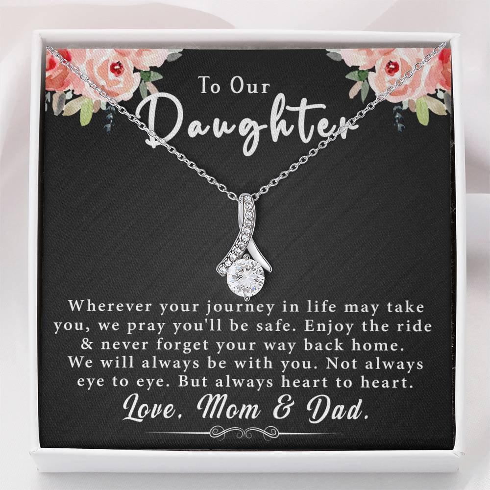 To Our Daughter, Love Mom & Dad – Alluring Beauty Necklace with a heartfelt message card is the best gift for your beloved daughter on her birthday, graduation, wedding, Christmas, and more.