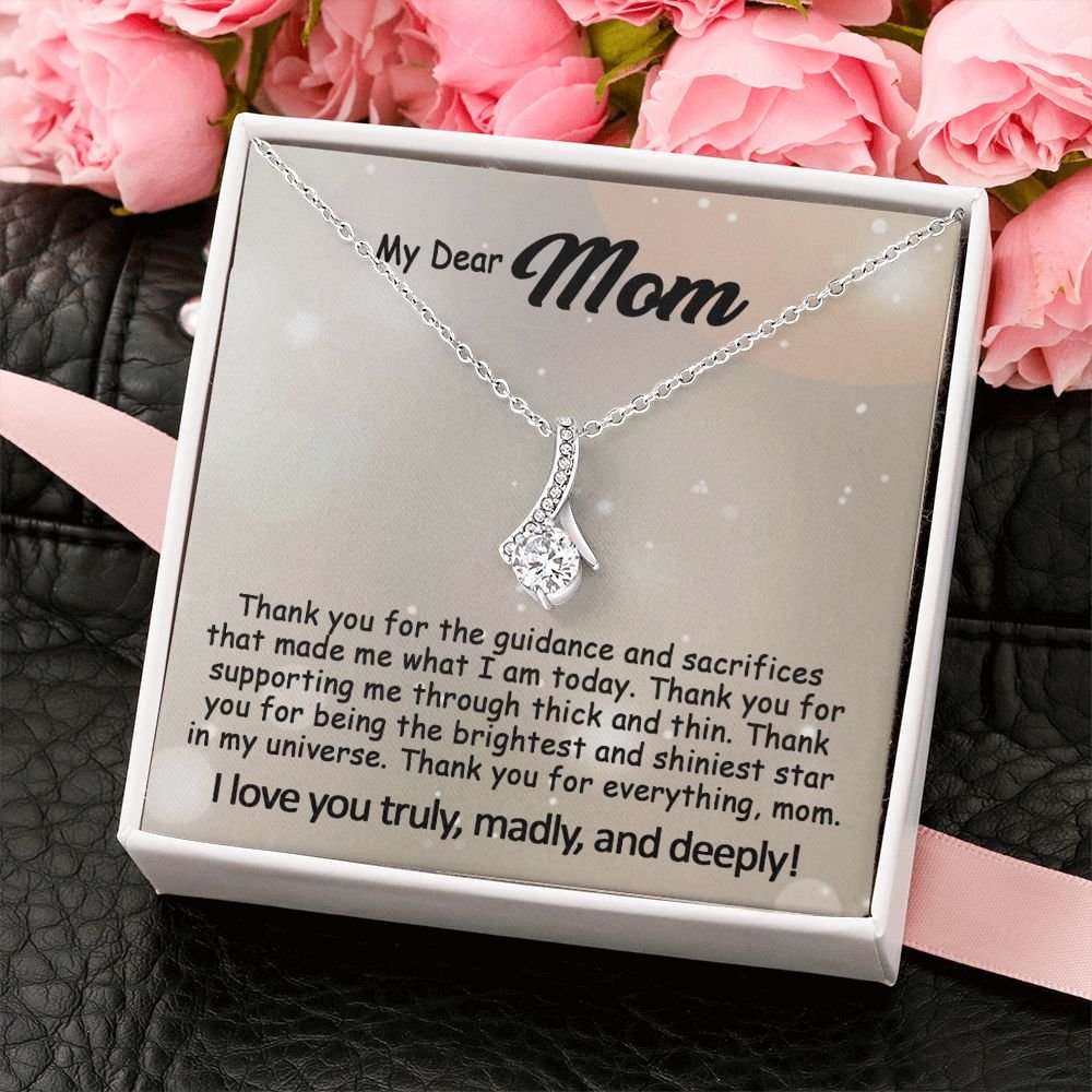 To My Mom Necklace, Mother's Day Birthday Gift Ideas From Daughter & Son, Poem Message Card Alluring Beauty Pendant Jewelry Presents For Her #e243b - Image 7