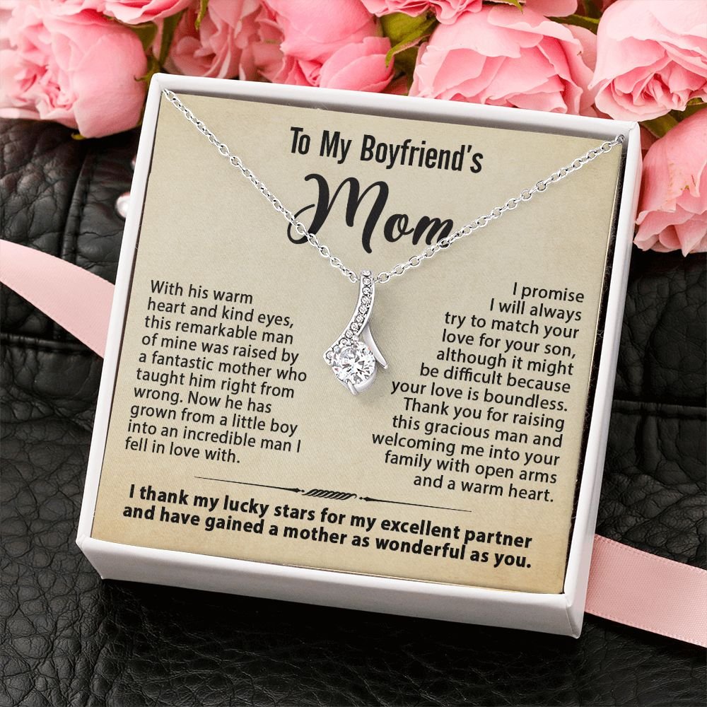 Gift For Boyfriend's Mom - To My Boyfriend's Mom Necklace, Mother's Day Birthday Ideas, Love Knot Jewelry Message Card For BF's Mother #e261 - Image 8