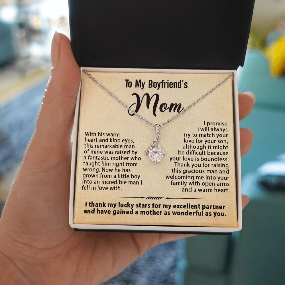 Gift For Boyfriend's Mom - To My Boyfriend's Mom Necklace, Mother's Day Birthday Ideas, Love Knot Jewelry Message Card For BF's Mother #e261 - Image 10