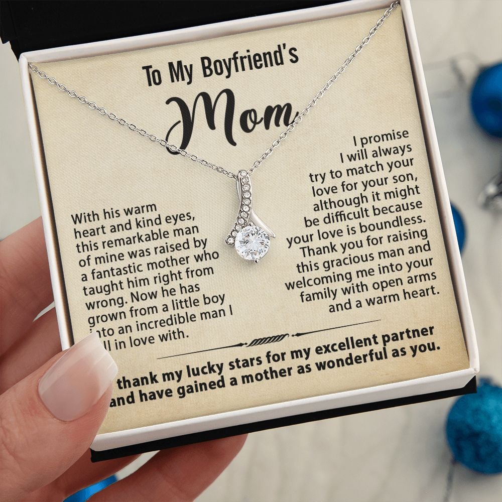 Gift For Boyfriend's Mom - To My Boyfriend's Mom Necklace, Mother's Day Birthday Ideas, Love Knot Jewelry Message Card For BF's Mother #e261 - Image 7