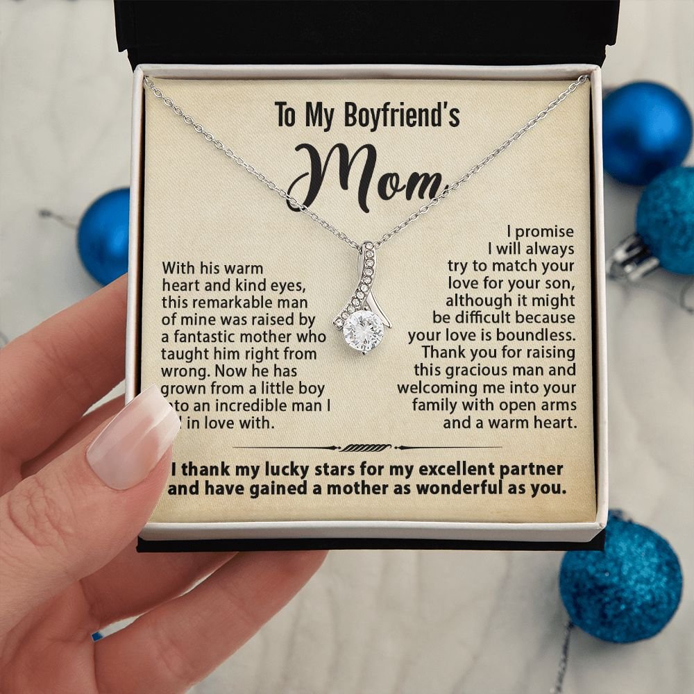 Gift For Boyfriend's Mom - To My Boyfriend's Mom Necklace, Mother's Day Birthday Ideas, Love Knot Jewelry Message Card For BF's Mother #e261 - Image 12