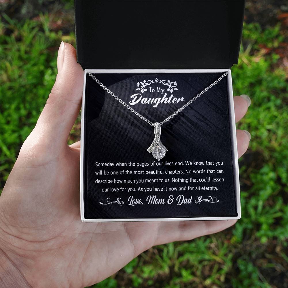 To Our Daughter From Mom & Dad - Necklace Birthday Gifts, Best Gift For Her, 14K White Gold And 18K Yellow Gold For Daughter, Jewelry Gifts, Halloween Christmas Gift is the perfect gift idea to surprise your beloved daughter.