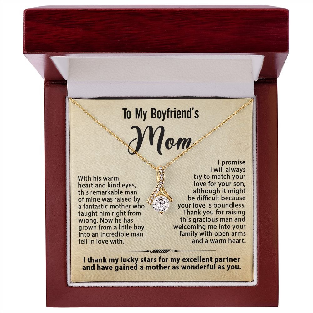 Gift For Boyfriend's Mom - To My Boyfriend's Mom Necklace, Mother's Day Birthday Ideas, Love Knot Jewelry Message Card For BF's Mother #e261 - Image 5