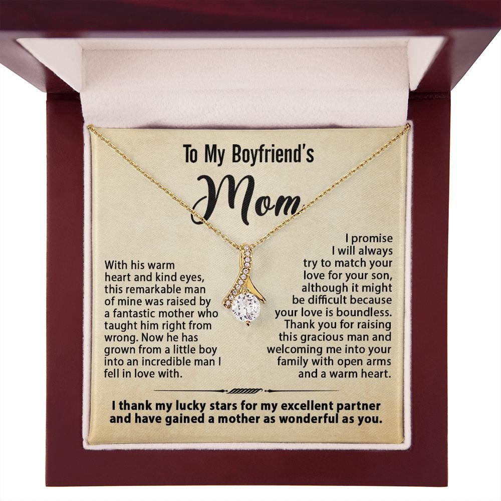 Gift For Boyfriend's Mom - To My Boyfriend's Mom Necklace, Mother's Day Birthday Ideas, Love Knot Jewelry Message Card For BF's Mother #e261 - Image 18