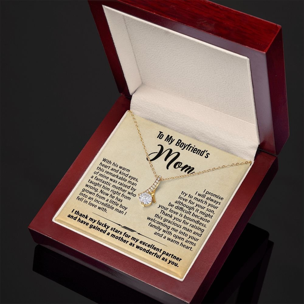 Gift For Boyfriend's Mom - To My Boyfriend's Mom Necklace, Mother's Day Birthday Ideas, Love Knot Jewelry Message Card For BF's Mother #e261 - Image 6