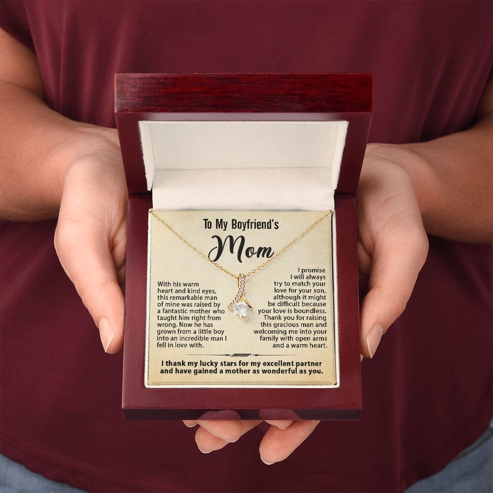 Gift For Boyfriend's Mom - To My Boyfriend's Mom Necklace, Mother's Day Birthday Ideas, Love Knot Jewelry Message Card For BF's Mother #e261 - Image 17