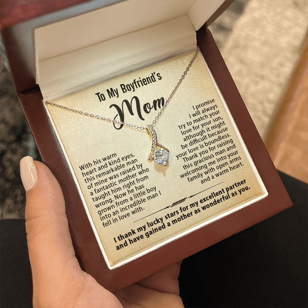 Gift For Boyfriend's Mom - To My Boyfriend's Mom Necklace, Mother's Day Birthday Ideas, Love Knot Jewelry Message Card For BF's Mother #e261 - Image 20