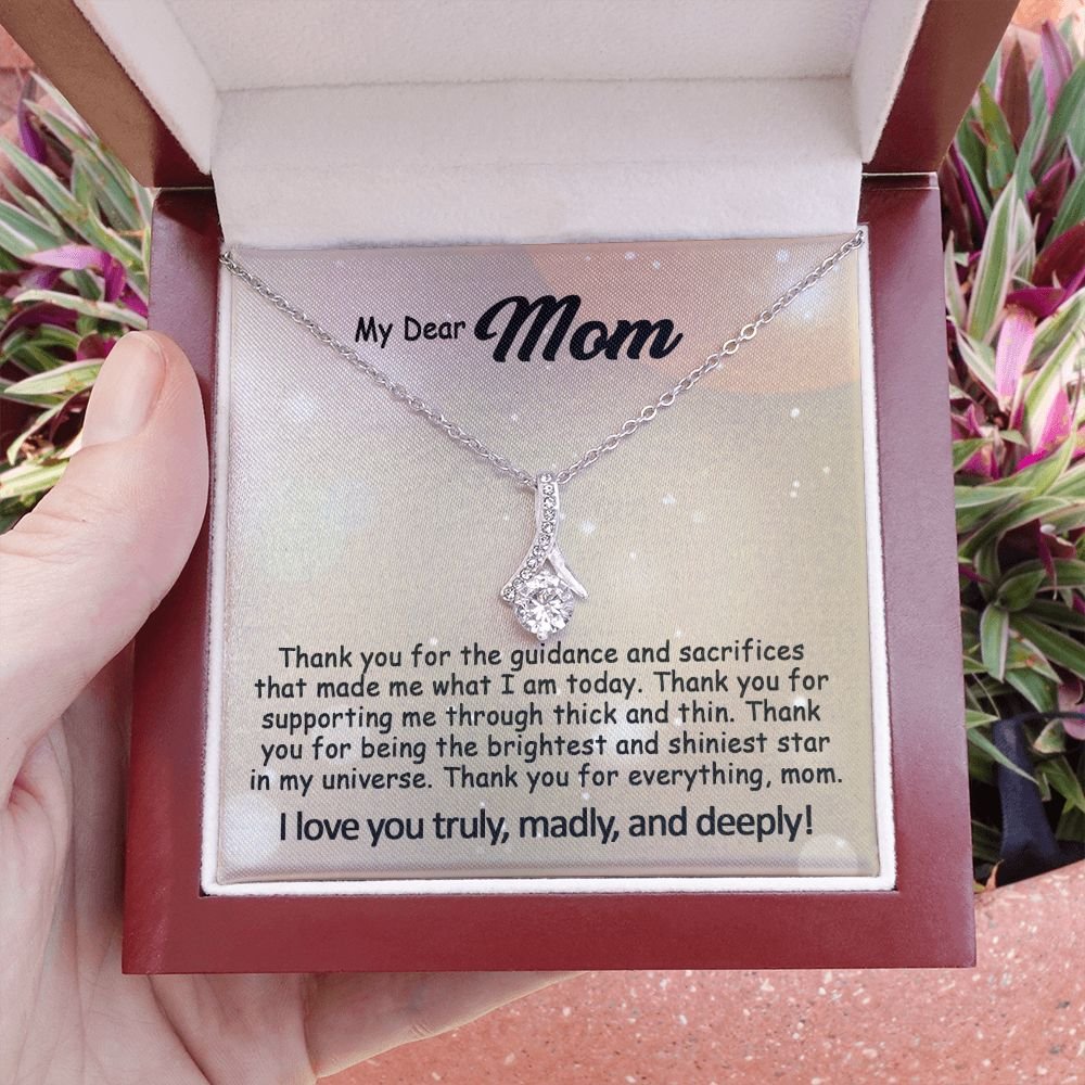 To My Mom Necklace, Mother's Day Birthday Gift Ideas From Daughter & Son, Poem Message Card Alluring Beauty Pendant Jewelry Presents For Her #e243b - Image 11
