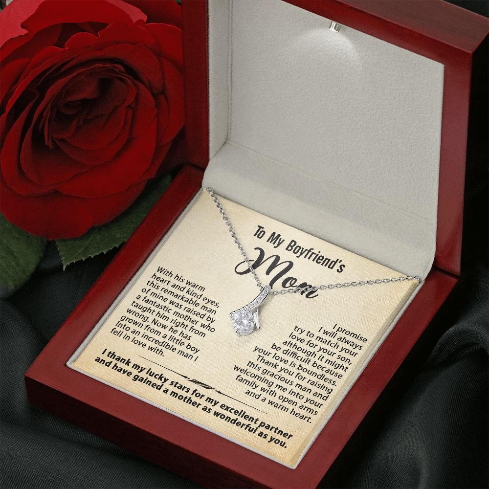 Gift For Boyfriend's Mom - To My Boyfriend's Mom Necklace, Mother's Day Birthday Ideas, Love Knot Jewelry Message Card For BF's Mother #e261 - Image 16