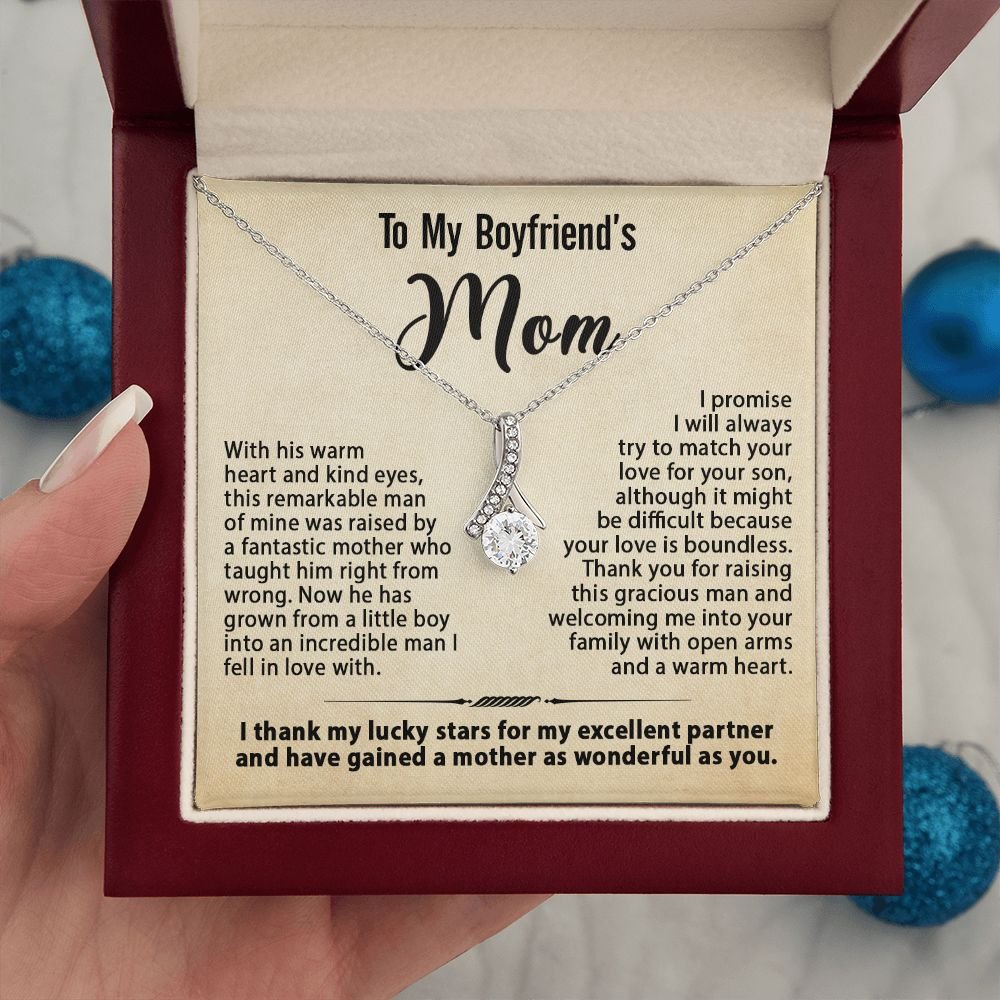 Gift For Boyfriend's Mom - To My Boyfriend's Mom Necklace, Mother's Day Birthday Ideas, Love Knot Jewelry Message Card For BF's Mother #e261 - Image 19