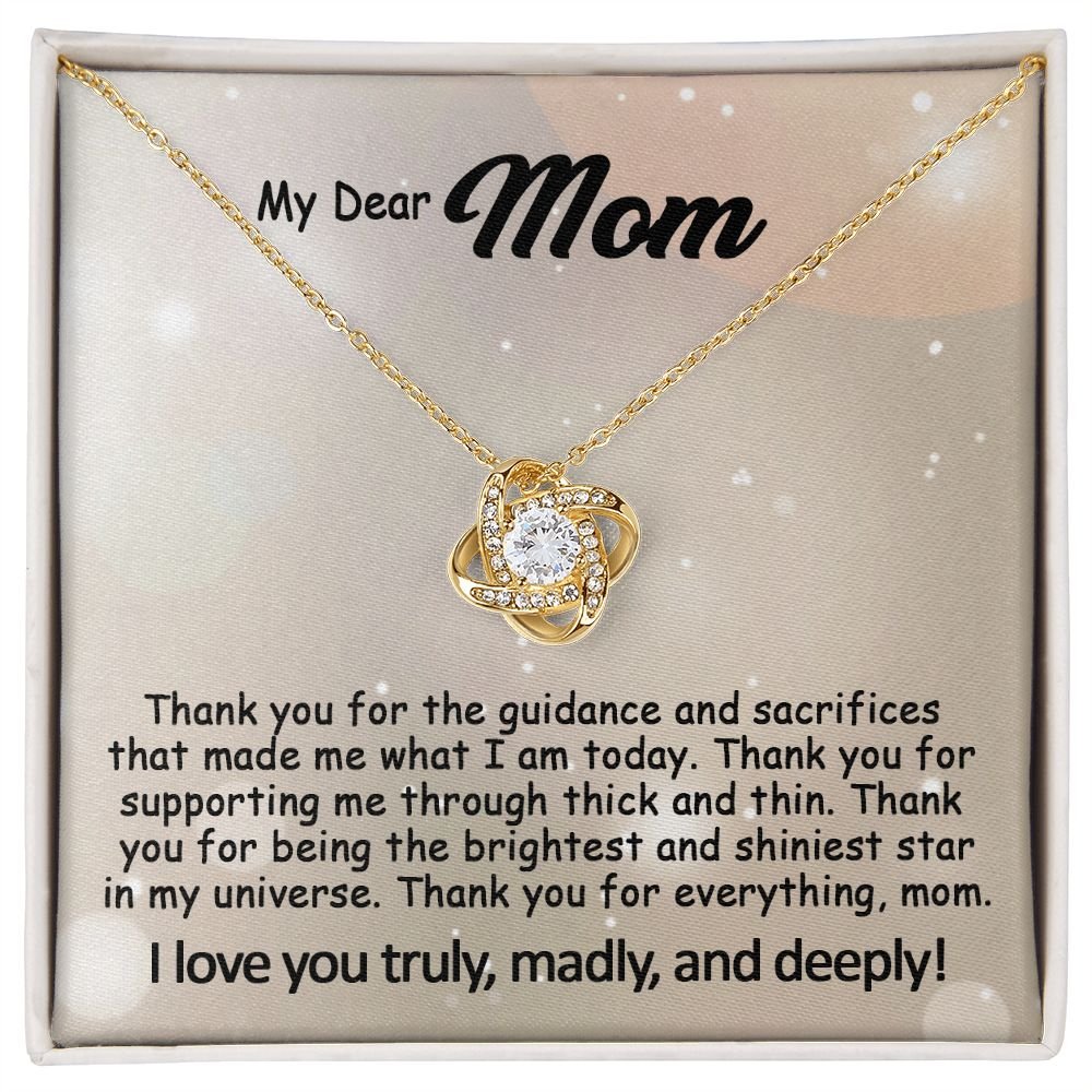 To My Mom Necklace, Mother's Day Birthday Gift Ideas From Daughter & Son, Poem Message Card Love Knot Pendant Jewelry Presents For Her #e242b - Image 2