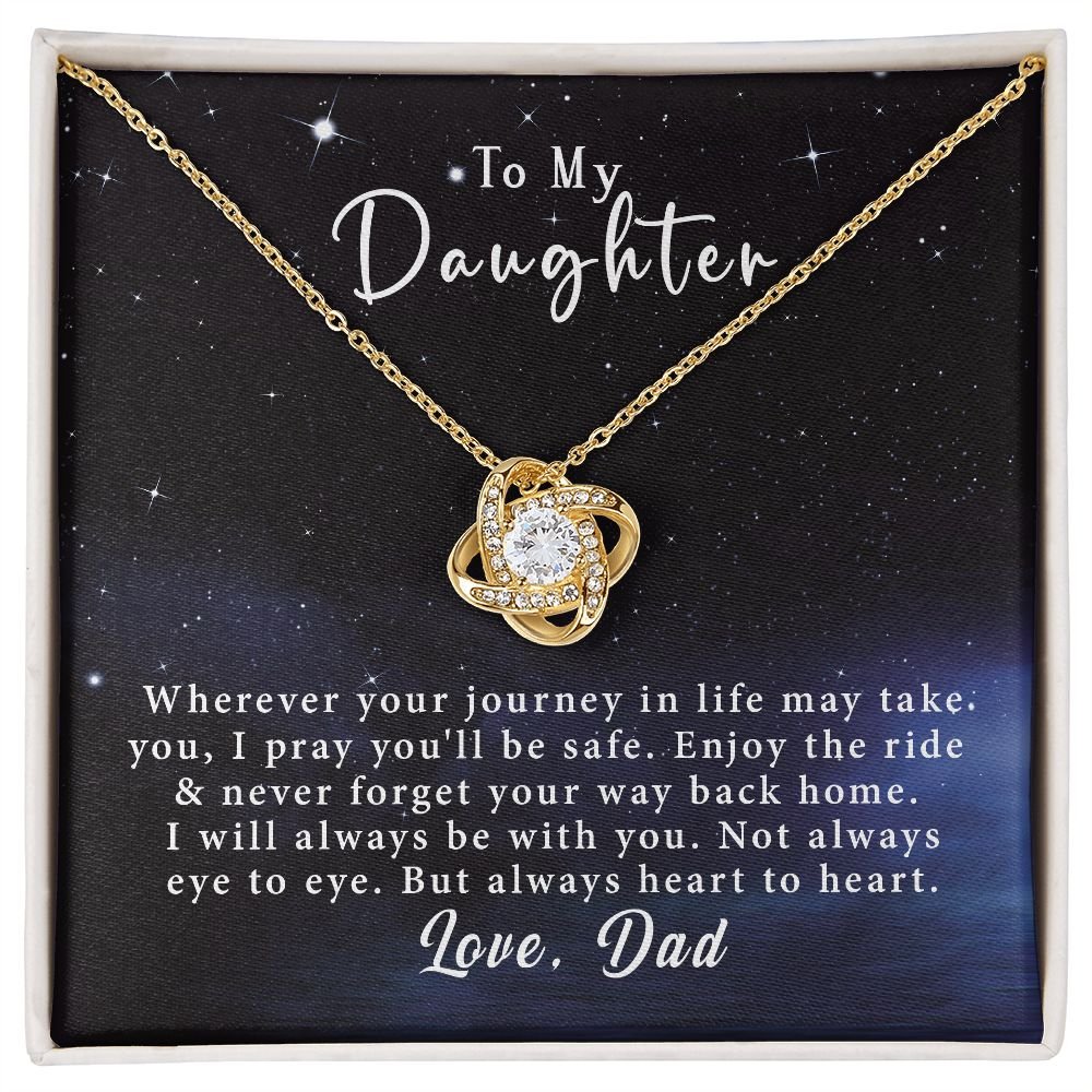 To My Daughter Love Knot Necklace Gift From Dad- Always heart to heart #e217 - Image 6