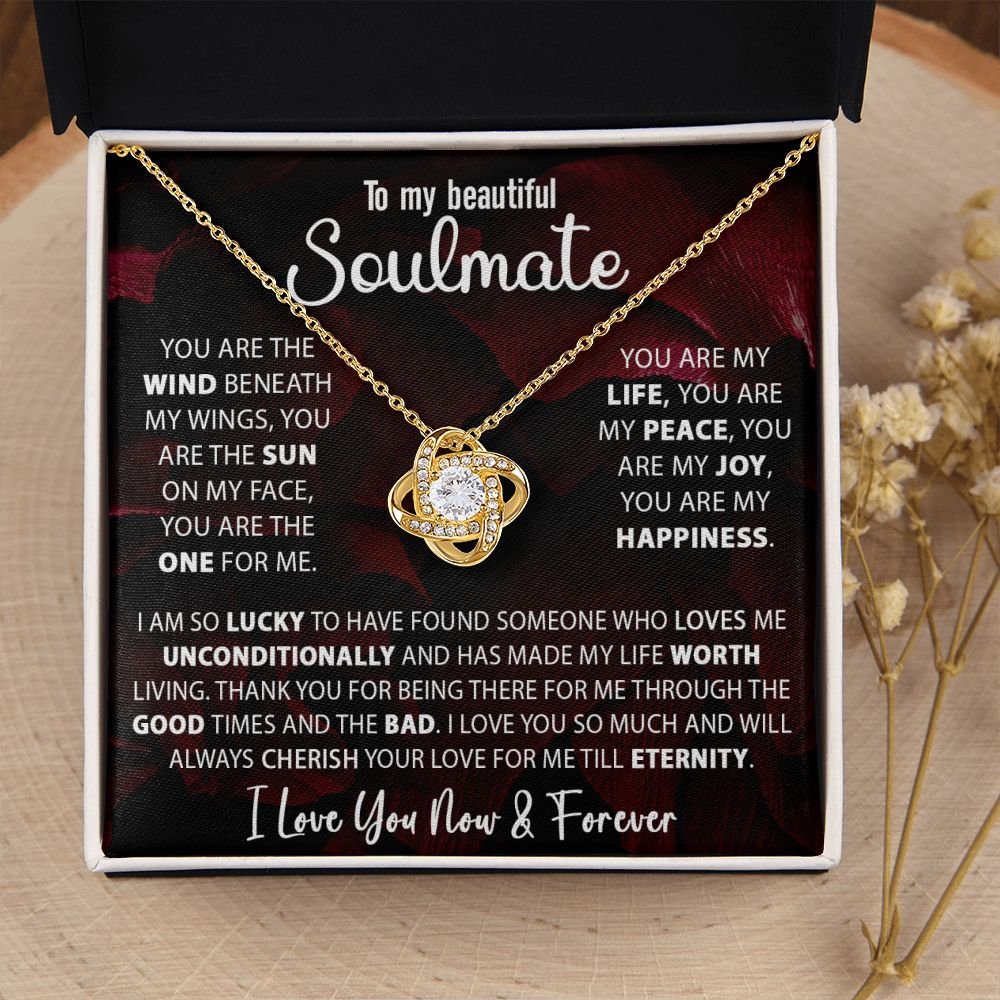 To My Soulmate Necklace Gift For Wife Girlfriend Valentine's Day Birthday Anniversary With Message Card Love Knot Pendant Gift For Her #e227 - Image 10