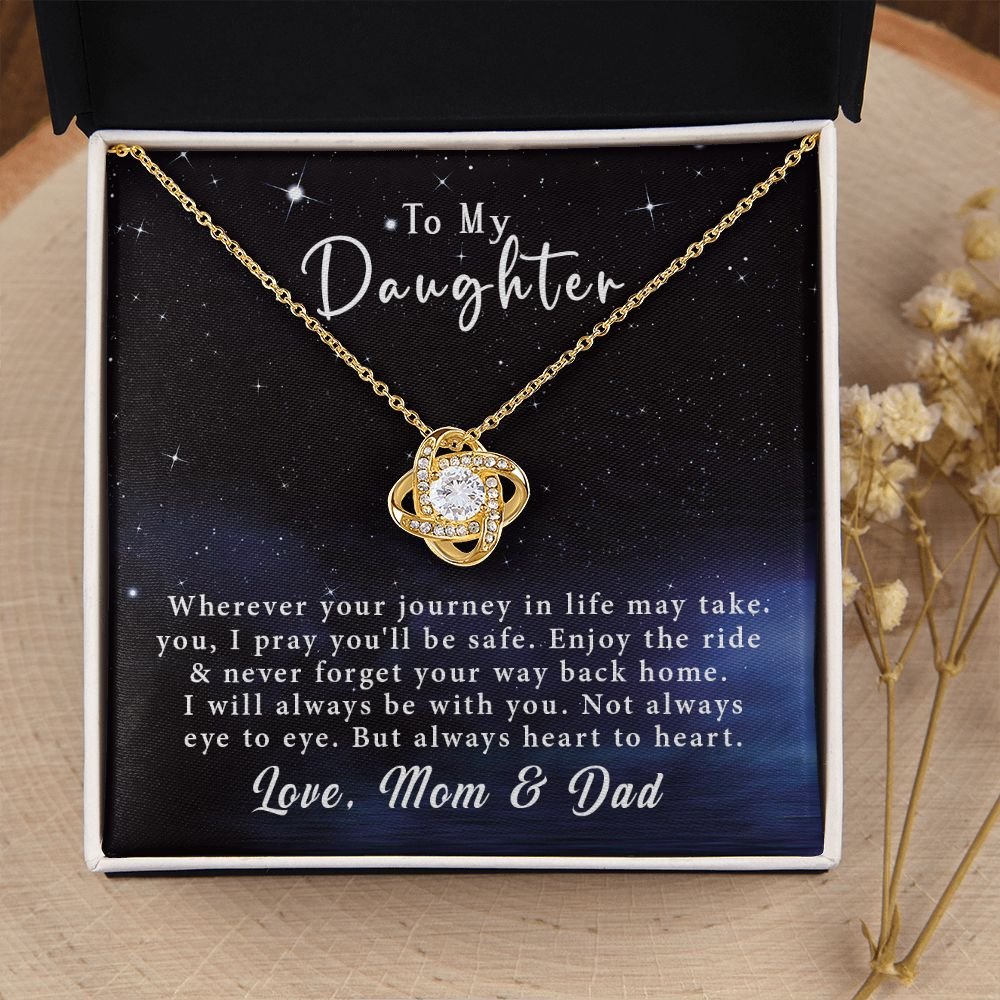 To My Daughter Love Knot Necklace Gift From Mom & Dad - Always heart to heart #e218 - Image 9