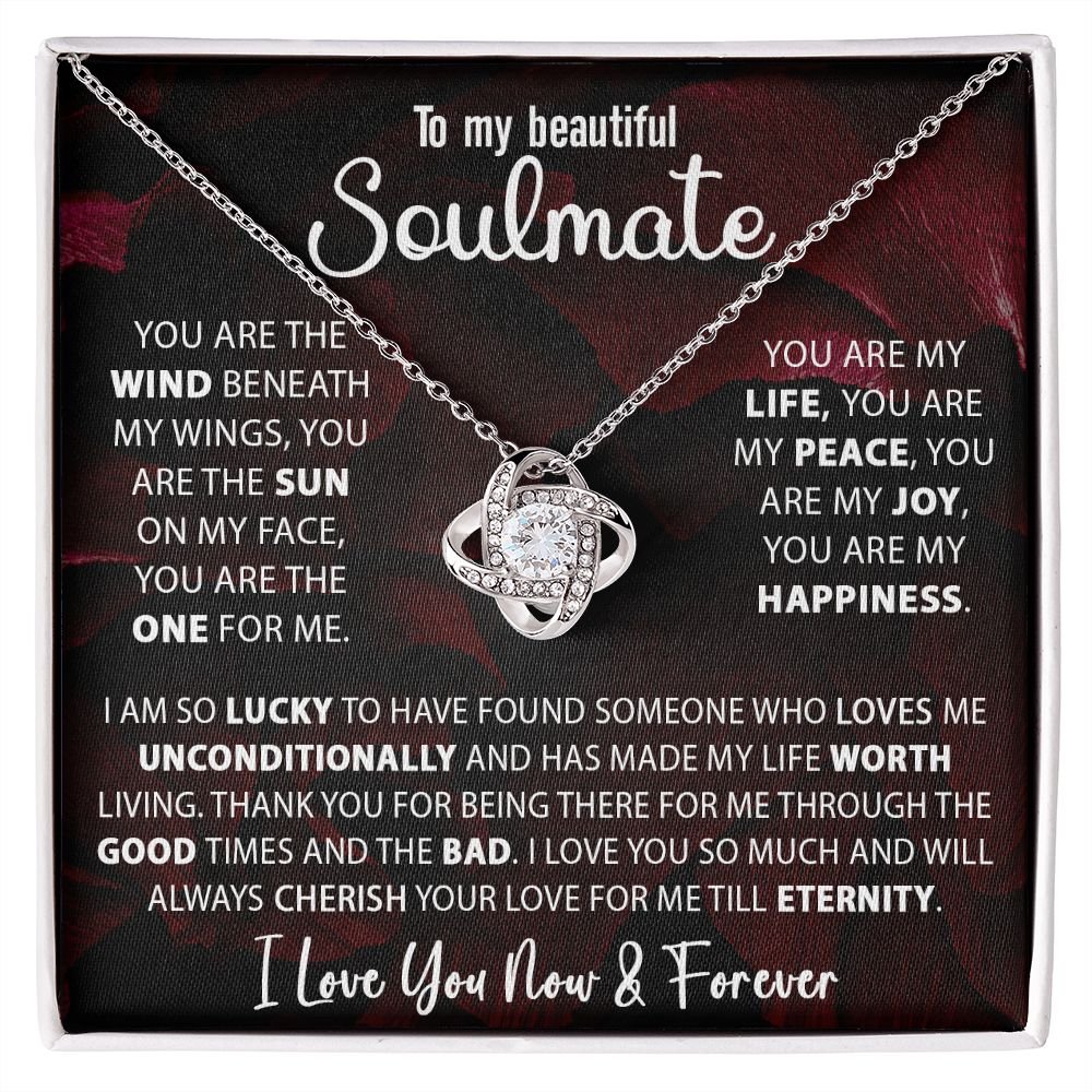 To My Soulmate Necklace Gift For Wife Girlfriend Valentine's Day Birthday Anniversary With Message Card Love Knot Pendant Gift For Her #e227 - Image 5
