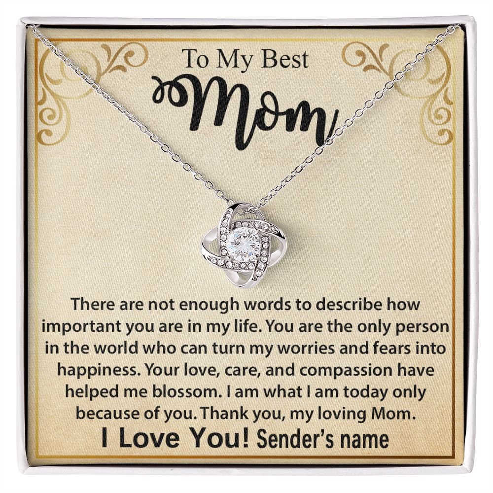 Personalized Necklace For Mom - Mothers Day Gift Ideas, Birthday Christmas Gift for Mom Love Knot - Custom name #az23e246