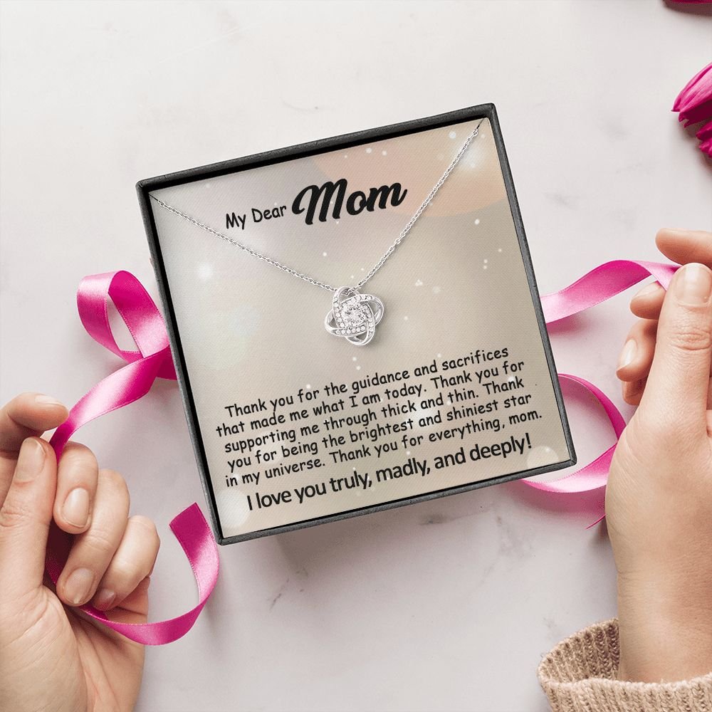 To My Mom Necklace, Mother's Day Birthday Gift Ideas From Daughter & Son, Poem Message Card Love Knot Pendant Jewelry Presents For Her #e242b - Image 9