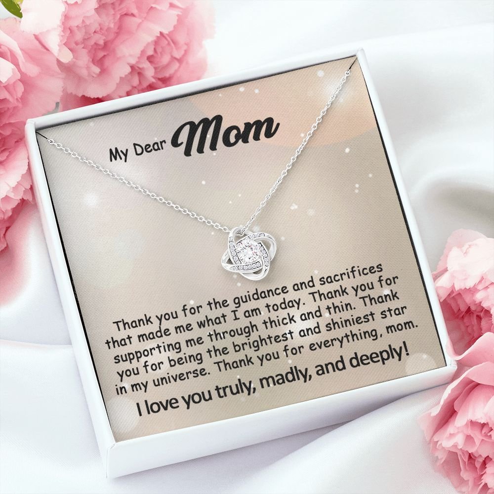 To My Mom Necklace, Mother's Day Birthday Gift Ideas From Daughter & Son, Poem Message Card Love Knot Pendant Jewelry Presents For Her #e242b - Image 8