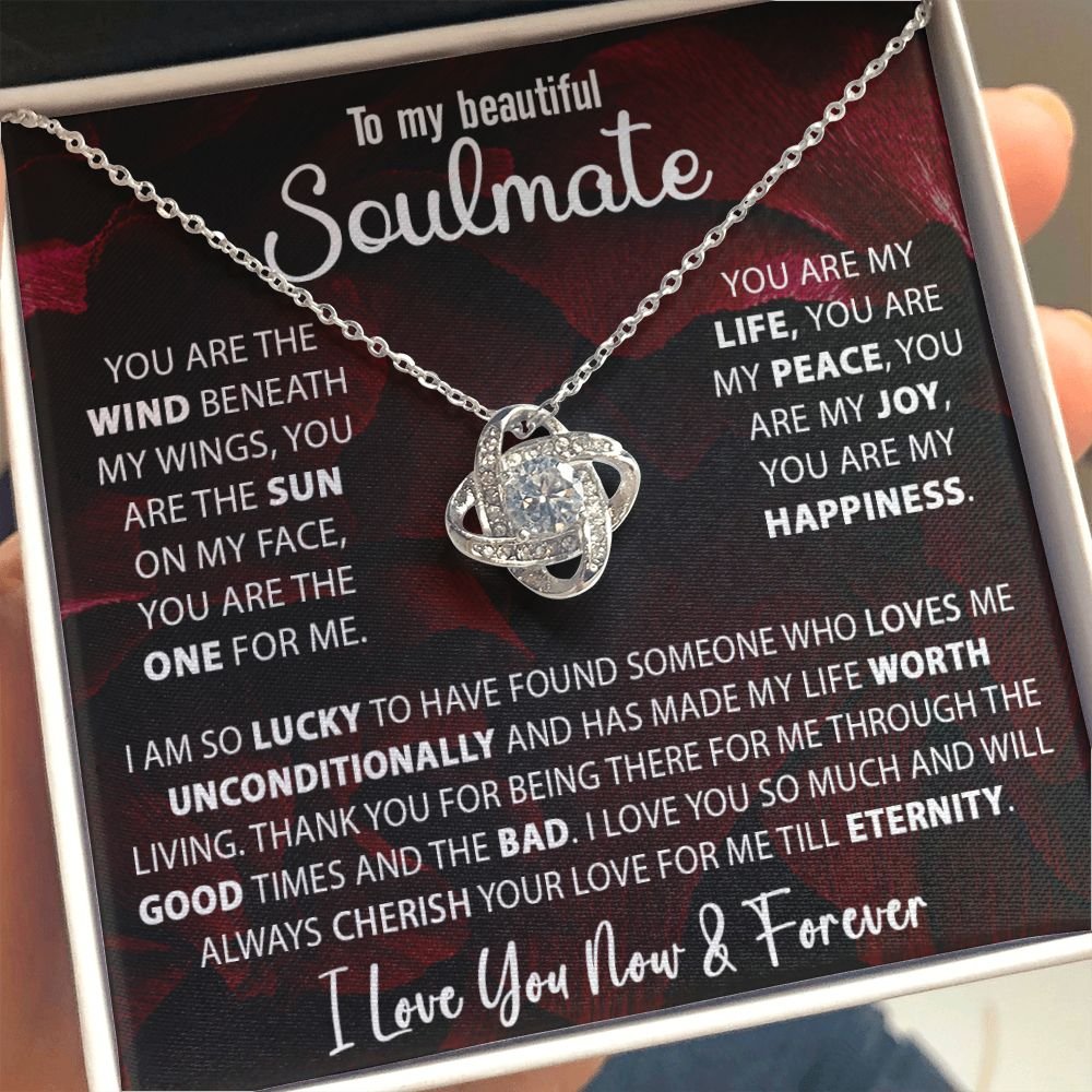 To My Soulmate Necklace Gift For Wife Girlfriend Valentine's Day Birthday Anniversary With Message Card Love Knot Pendant Gift For Her #e227 - Image 13