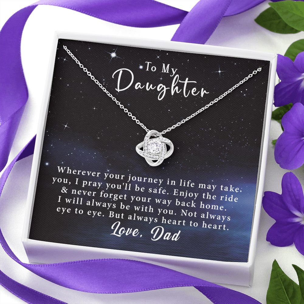 To My Daughter Love Knot Necklace Gift From Dad- Always heart to heart #e217 - Image 8
