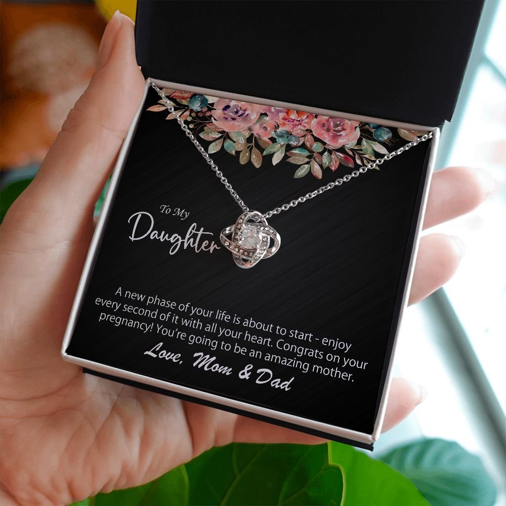 To My Daughter On Her Pregnancy Gift From Mom & Dad- A new phase - Love Knot Necklace #e46 - Image 5