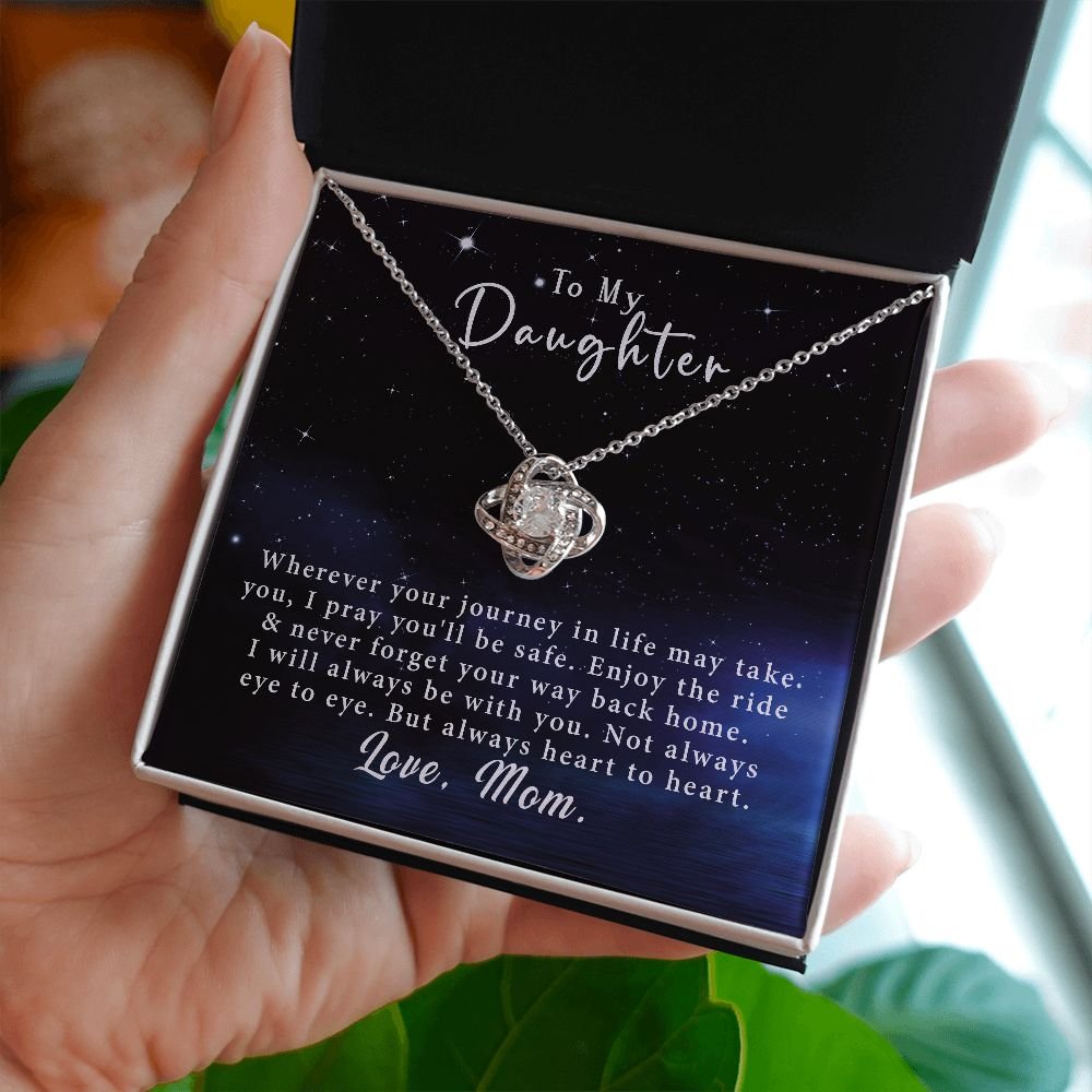 To My Daughter Love Knot Necklace Gift From Mom - Always heart to heart #e40 - Image 5