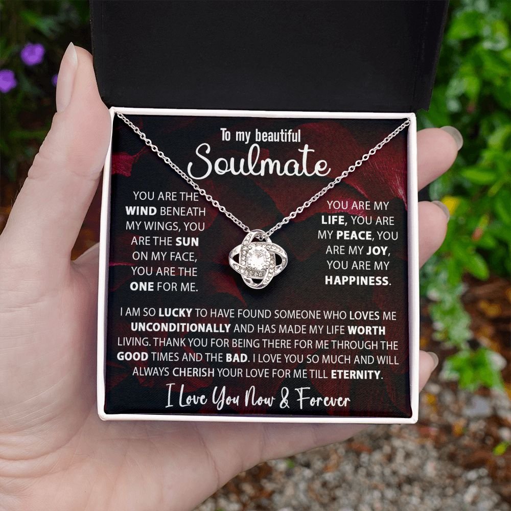 To My Soulmate Necklace Gift For Wife Girlfriend Valentine's Day Birthday Anniversary With Message Card Love Knot Pendant Gift For Her #e227 - Image 14