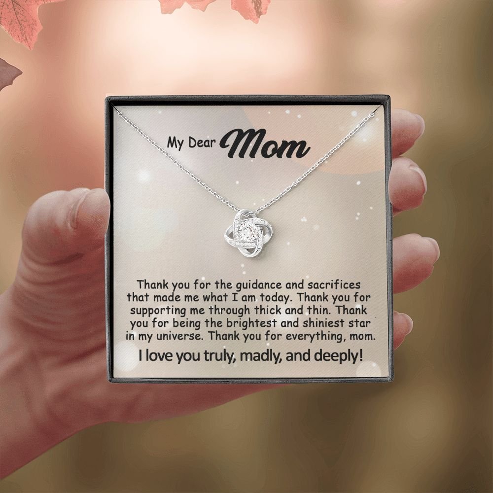 To My Mom Necklace, Mother's Day Birthday Gift Ideas From Daughter & Son, Poem Message Card Love Knot Pendant Jewelry Presents For Her #e242b - Image 7