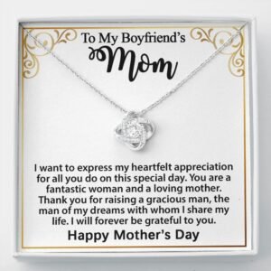 Gifts for Boyfriend's Mom: Gift For Boyfriend's Mom - To My Boyfriend's Mom Necklace, Mother's Day Birthday Xmas Ideas, Love Knot Jewelry Message Card For BF's Mother. Matched with a thoughtful message card.